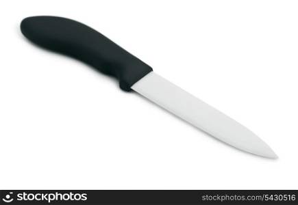 White ceramic kitchen knife isolated on white