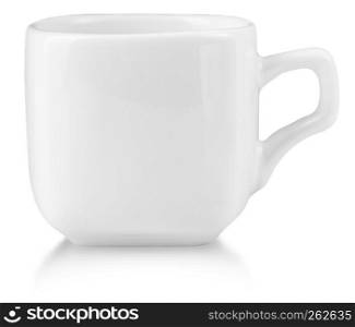 White ceramic mug for coffe. Isolated on a white.