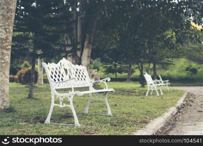 white chair in garden