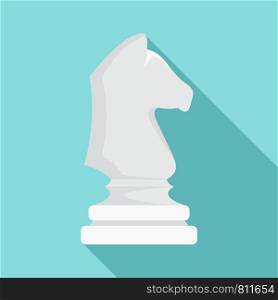 White chess horse icon. Flat illustration of white chess horse vector icon for web design. White chess horse icon, flat style