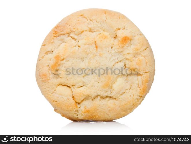 White chocolate biscuit cookie on white.