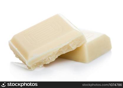 White chocolate blocks isolated on white.