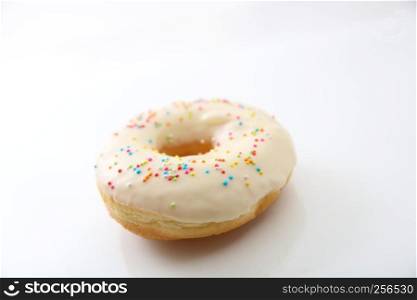 White chocolate donut isolated in white background