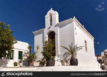 White church and blue sky on the greek island&#xA;