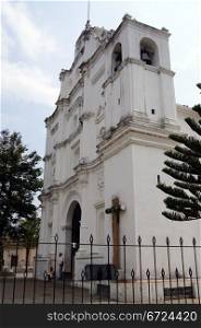 White church in Chaichuapa town in Salvador