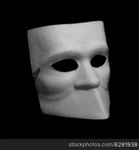 White classic commedia dell&rsquo;arte mask isolated on black background