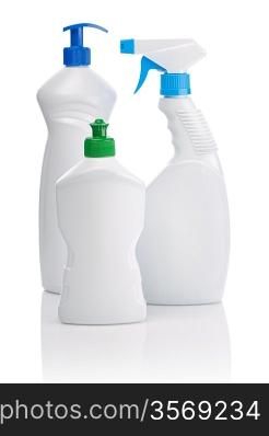 white cleaning bottles