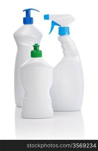 white cleaning bottles