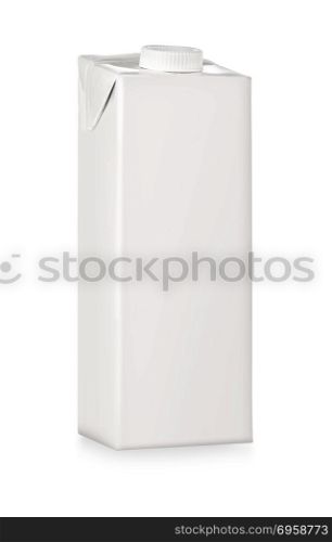 White clear empty box for drinks. Isolated on white with clipping path. white package isolated