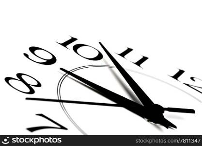 white clock showing time about nine isolated