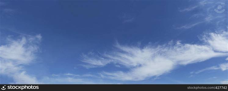 White cloud in blue sky with free copy space. Abstract background. Climate, travel, environment.