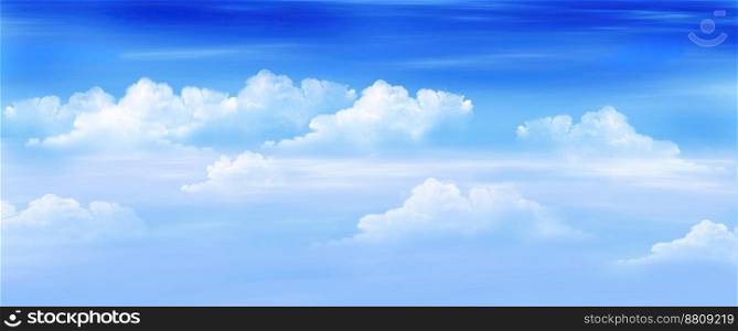 White Clouds in a Blue Sky. Digital Painting Background, Illustration. Clouds in a Blue Sky. Digital Painting, Illustration of a white stratus clouds under a blue sky.. Clouds in a Blue Sky illustration