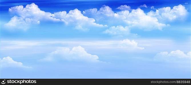 White Clouds in a Blue Sky. Digital Painting Background, Illustration. Clouds in a Blue Sky. Digital Painting, Illustration of a white stratus clouds under a blue sky.. Clouds in a Blue Sky illustration