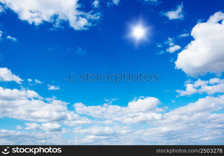 White clouds in blue sky.