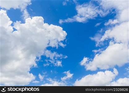 white clouds in the blue sky with space