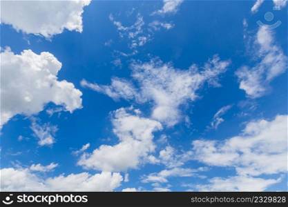 white clouds in the blue sky with space