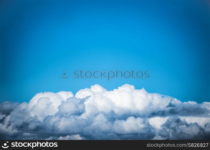 White clouds on the blue sky. Nature background