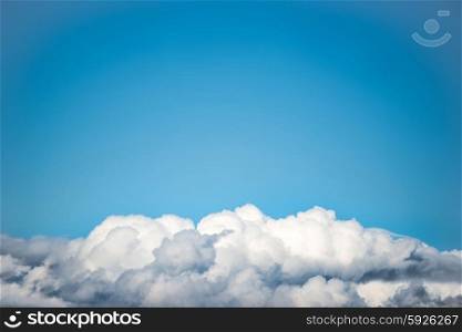 White clouds on the blue sky. Nature background