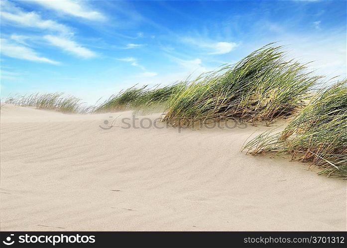 White clouds over dunes