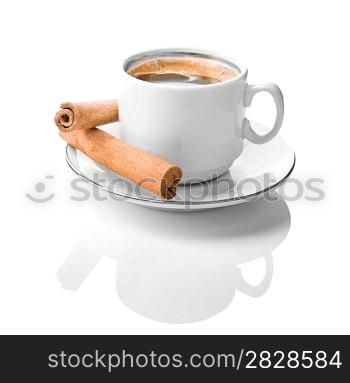 white coffe cup with cinnamon