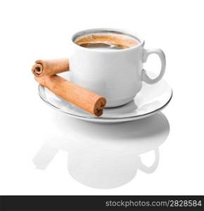 white coffe cup with cinnamon