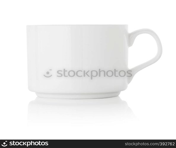 White coffee cup isolated on white background. White coffee cup