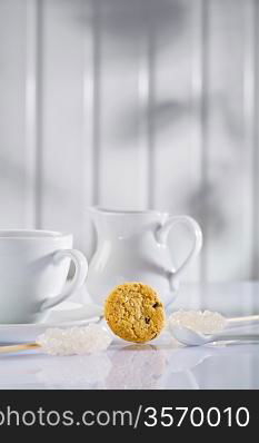 white coffee items on table