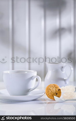 white coffee items on table