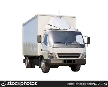 White commercial delivery truck isolated on a white background