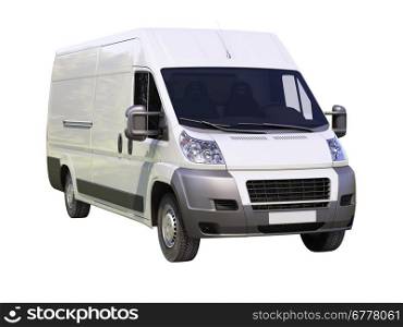 White commercial delivery van isolated on a white background