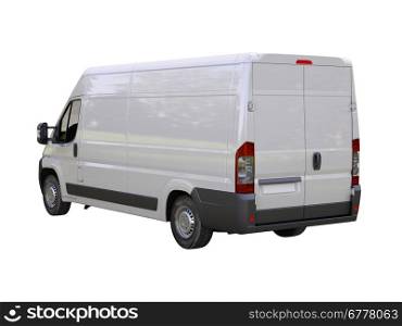 White commercial delivery van isolated on a white background