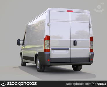 White commercial delivery van on gray background