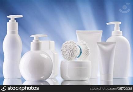 white composition of care supplies