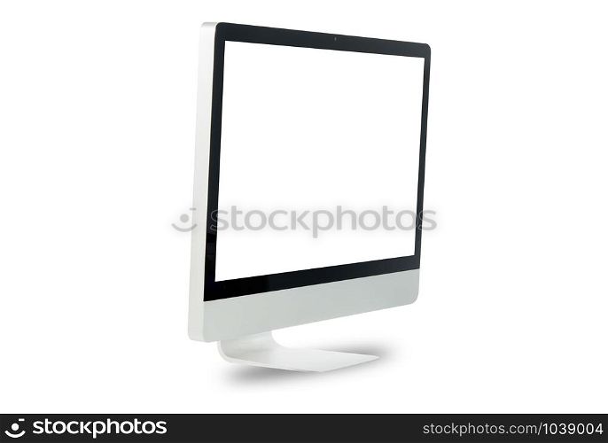 White computer monitor isolated on over white background
