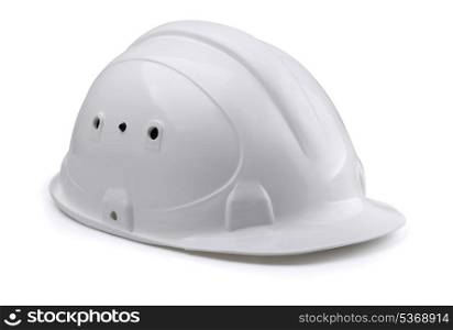 White construction hard hat isolated on white