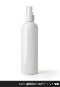 White container of spray bottle isolated over white background. With clipping path