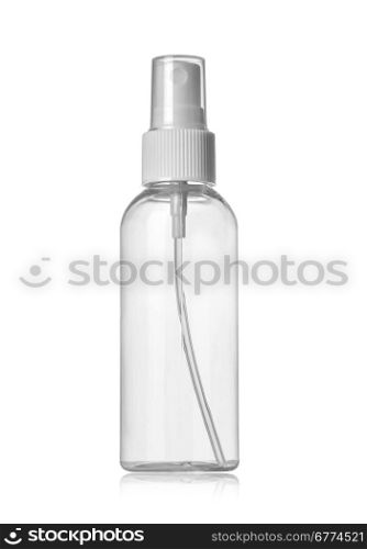 White container of spray bottle isolated over white background with clipping path