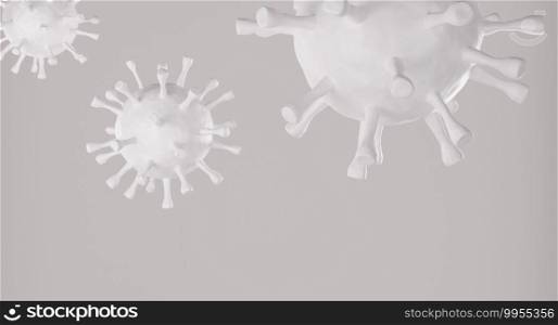 White corona virus cell on grey background. 3d rendering