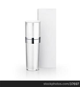 White cosmetic bottle & Box on white background