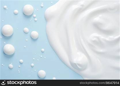 White cosmetic cream surface with drops, bubbles. Face creme, body lotion, moisturizer. Skincare product background. Generative AI. White cosmetic cream surface with drops, bubbles. Face creme, body lotion, moisturizer. Skincare product background. Generative AI.