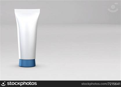 White cosmetics tubes isolated on a colored background. 3d image