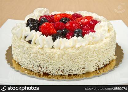 White Cream Icing Cake with fresh berry