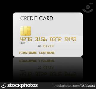 White credit card isolated on black with clipping path. White credit card