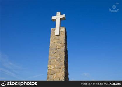 white cross, in cape of Roca - Cabo Roca - the western point of Europe