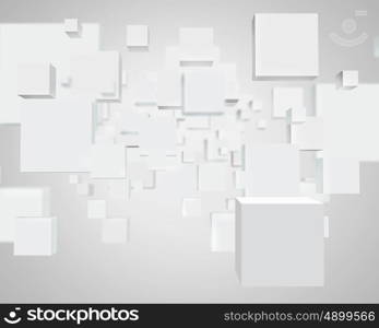 White cubes. Background abstract image of white cubes on white background