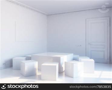 white cubic interior
