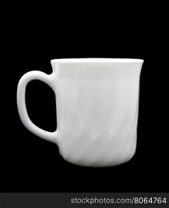 white cup isolated on a black background