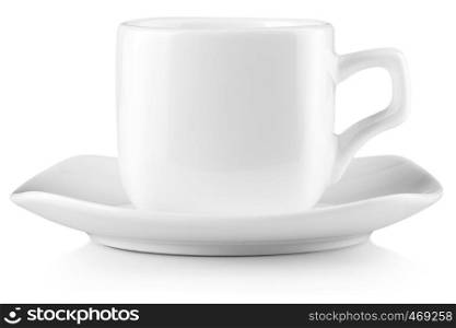 white cup of coffee isolated on the white background clipping path