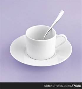 white cup on purple background