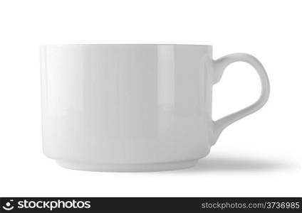 White cup with handle isolated on white background